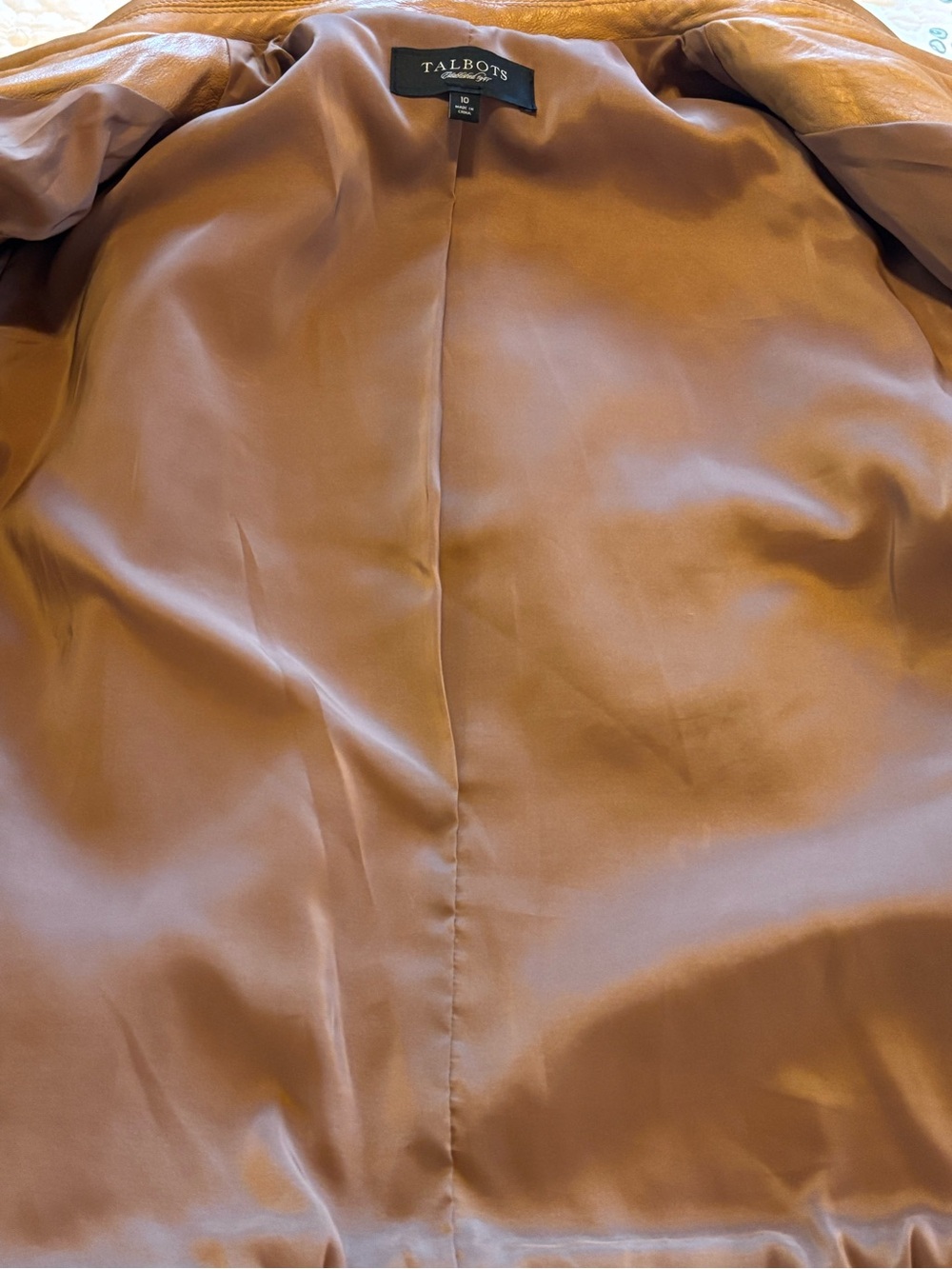 Talbots Camel/Tan Soft Leather Bomber Jacket, Size 10 - Picture 11 of 14